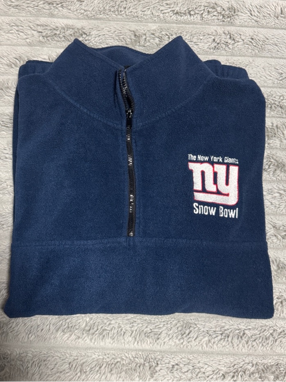 Mens Navy Quarter-Zip Pullover Sweater - NY Giants Snow Bowl